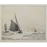 William Lionel Wyllie R.A. (1851-1931) "Running Home in Time", signed etching.