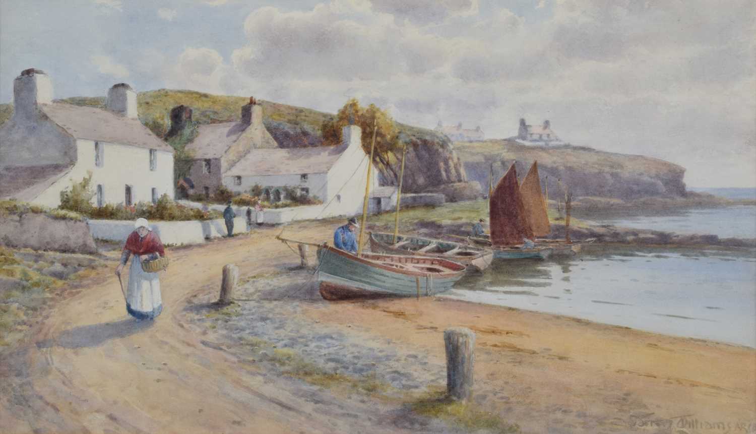 Warren Williams A.R.C.A. (British 1863-1941) "The Road by the Shore, Cemaes", watercolour.