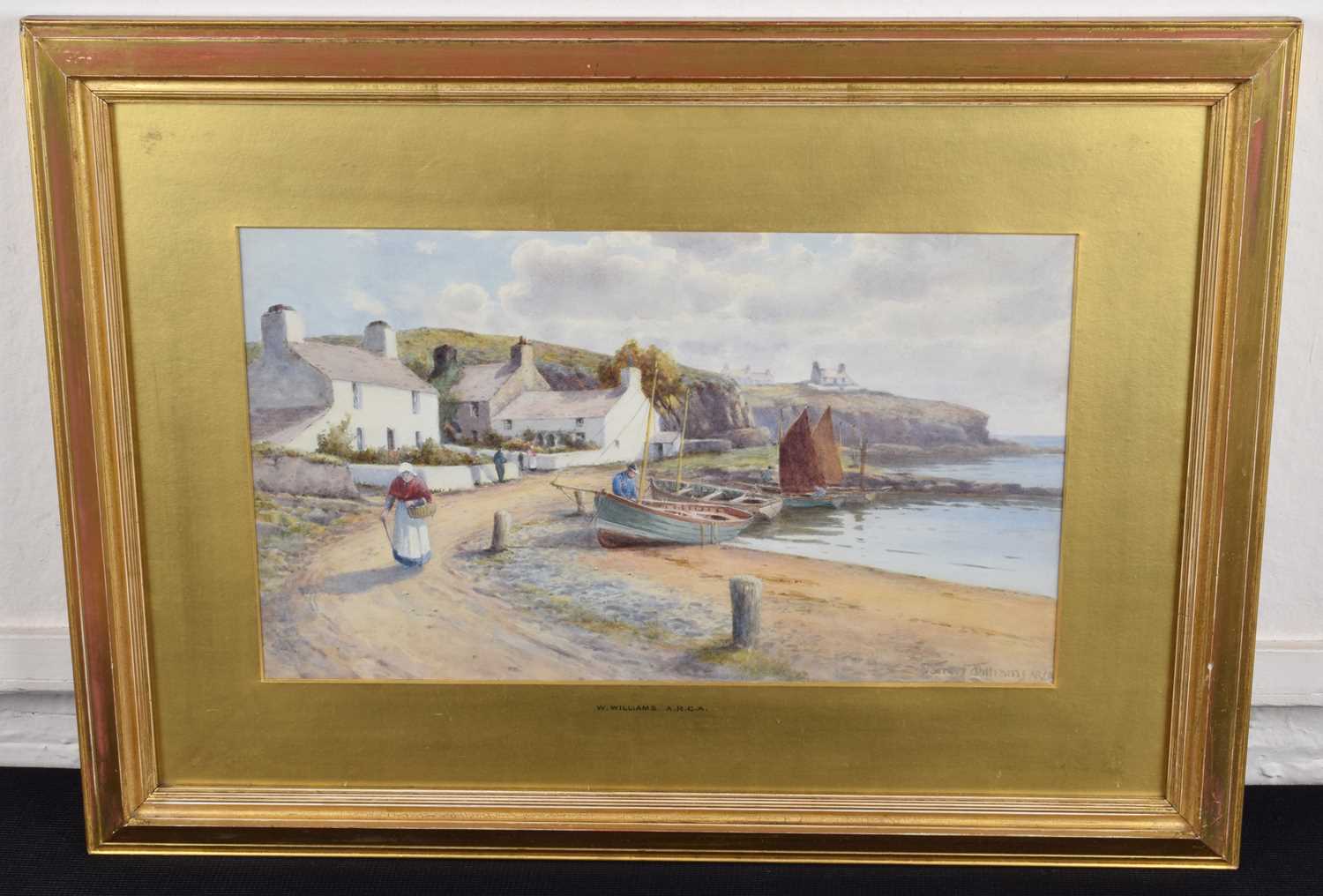 Warren Williams A.R.C.A. (British 1863-1941) "The Road by the Shore, Cemaes", watercolour. - Image 2 of 2