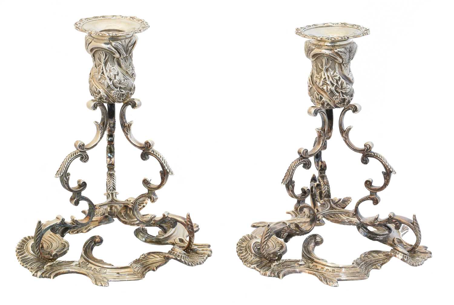 A pair of Dublin silver candlesticks,