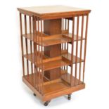 Edwardian oak revolving bookcase