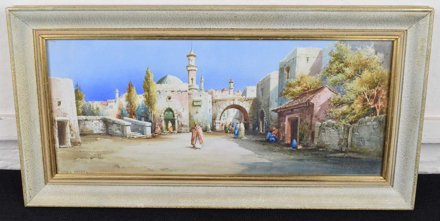 Cyril Hardy (British 1889-1951) North African street scene with figures, watercolour. - Image 2 of 2