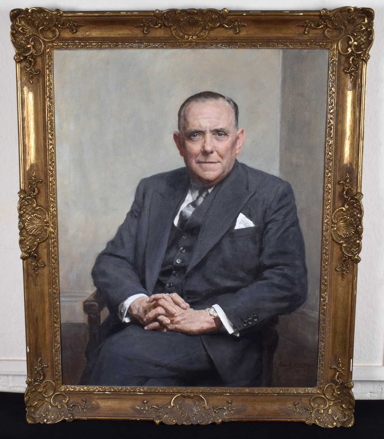 Frank Samuel Eastman (British 1878-1964) Portrait of a seated gentleman, oil. - Image 2 of 2