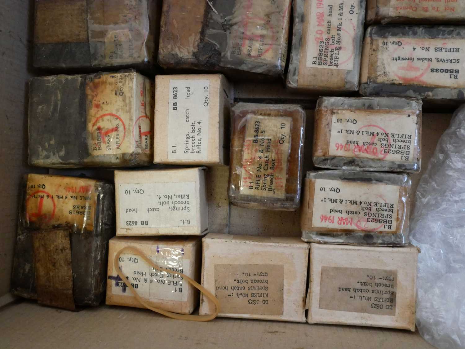 Collection of Lee Enfield SMLE rifle spare parts, some in the original packing boxes. - Image 6 of 7