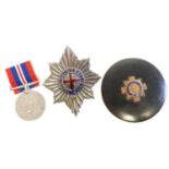 Coldstream Guards Cap star, Transvaal Scottish compact and a named 1939-1945 medal