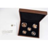 Elizabeth II, United Kingdom, 2009, Gold Proof Sovereign Five-Coin Collection, Royal Mint.