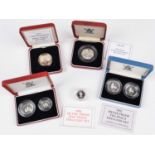 Assortment of silver proof coins to include a cased London Mint "The Eighty Glorious Years" Set (7).