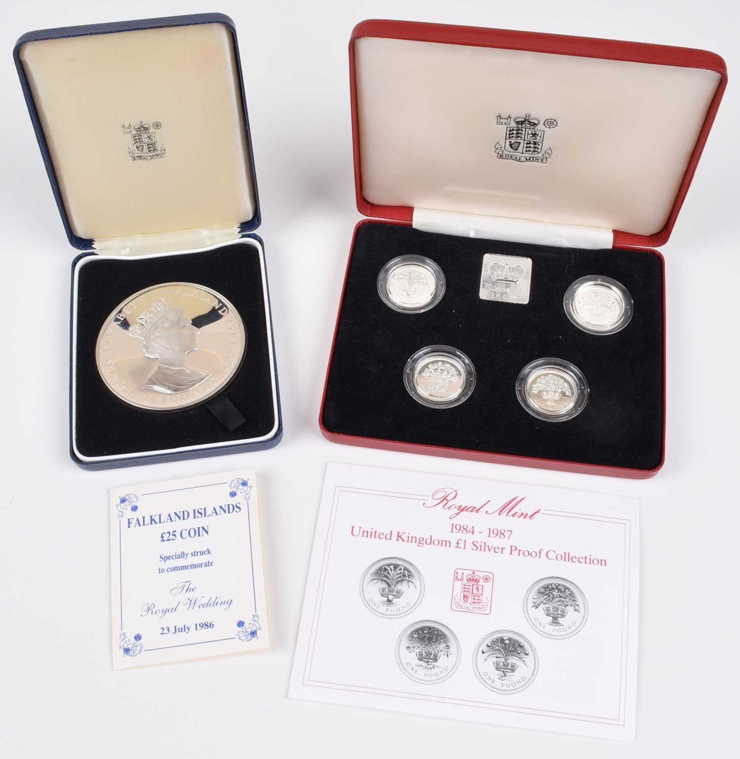 Assortment of various Royal Mint Silver Proof Coins.