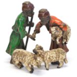 Cold Painted Bronze Figure of Two Arabian shepherds with Sheep Franz Bergman