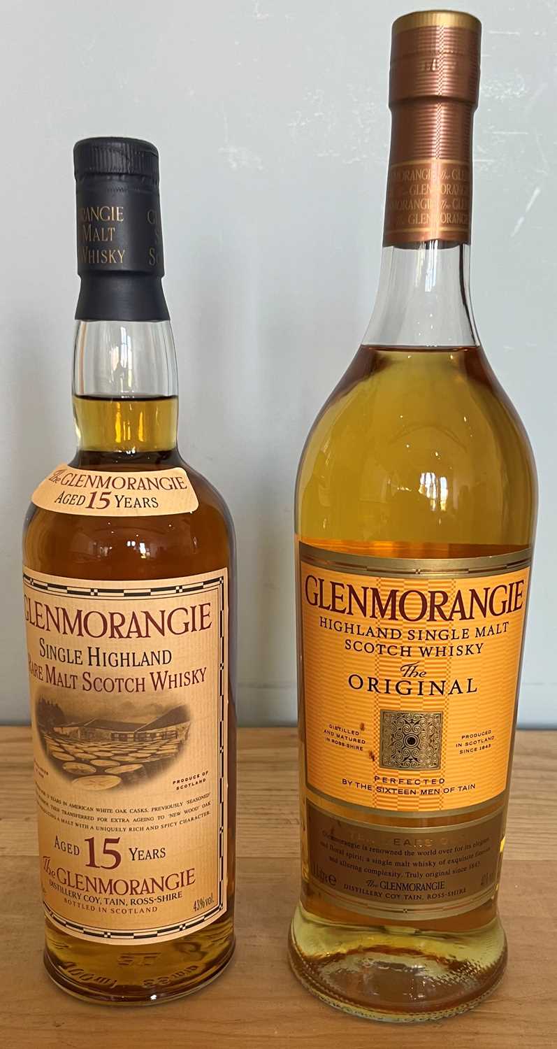 2 Bottles (including one Litre bottle) Glenmorangie Single Highland Malt Whisky