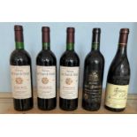 5 Bottles Mixed Lot Claret and Chateauneuf du Pape