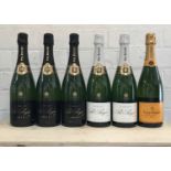 6 Bottles Mixed Lot Vintage Brut and White Foil Brut Champagne