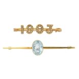 Two early 20th century bar brooches,