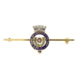 A 9ct gold enamel and gem set sweetheart brooch by Garrard & Co.,