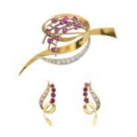 A suite of ruby and diamond jewellery,