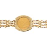 A George V half sovereign bracelet,