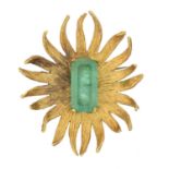 An 18ct gold emerald brooch by David M Robinson,