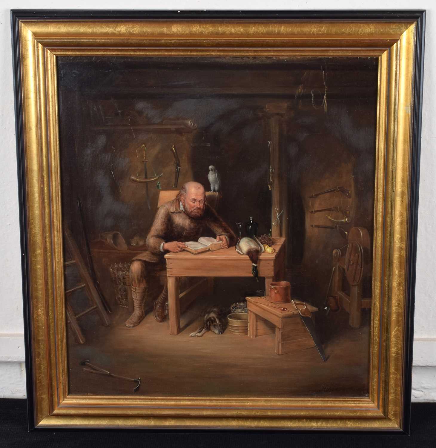 H.H. Taylor (19th century) Robinson Crusoe at his desk - Image 2 of 2