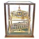 Rolling ball clock, brass frame