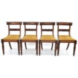 Four single William IV design mahogany framed dining chairs