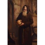 Y. Wilson (British 19th/20th century) A standing monk holding a human skull