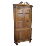 George III oak floor standing corner cupboard