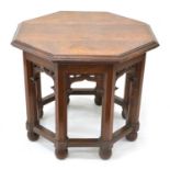 1930's stained oak gothic design occasional table