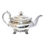 A William IV silver teapot,