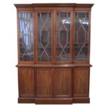 Mid 20th century breakfront mahogany bookcase