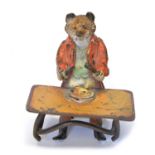 Cold Painted Bronze Fox at Table
