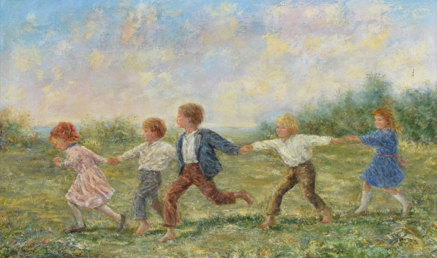 Thomsen (19th/20th century) Children playing in a field