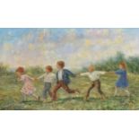 Thomsen (19th/20th century) Children playing in a field