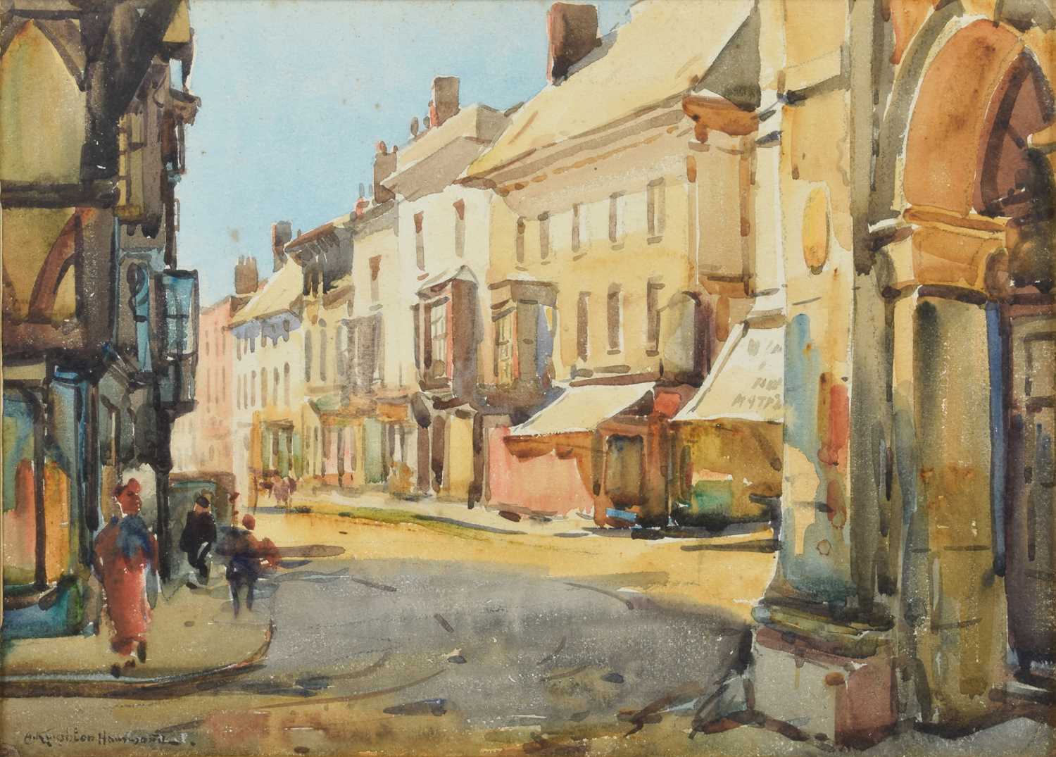 Arthur Henry Knighton-Hammond R.I., R.S.W. (British 1875-1970) Street scene with figures