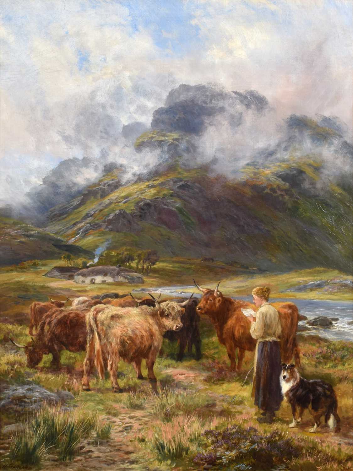 Henry Garland (British 1834-1913) "Driving the Cattle 'Hame'"