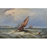Charles W. Ferris (British 19th/20th century) Coastal scene with various sailing vessels