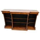 Victorian rosewood veneered breakfront bookcase