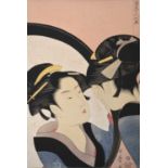 Kitagawa Utamaro (1753-1806) Naniwa Okita Admiring Herself in a Mirror