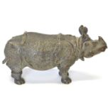 Cold painted bronze Rhinoceros
