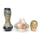 Three Moorcroft vases