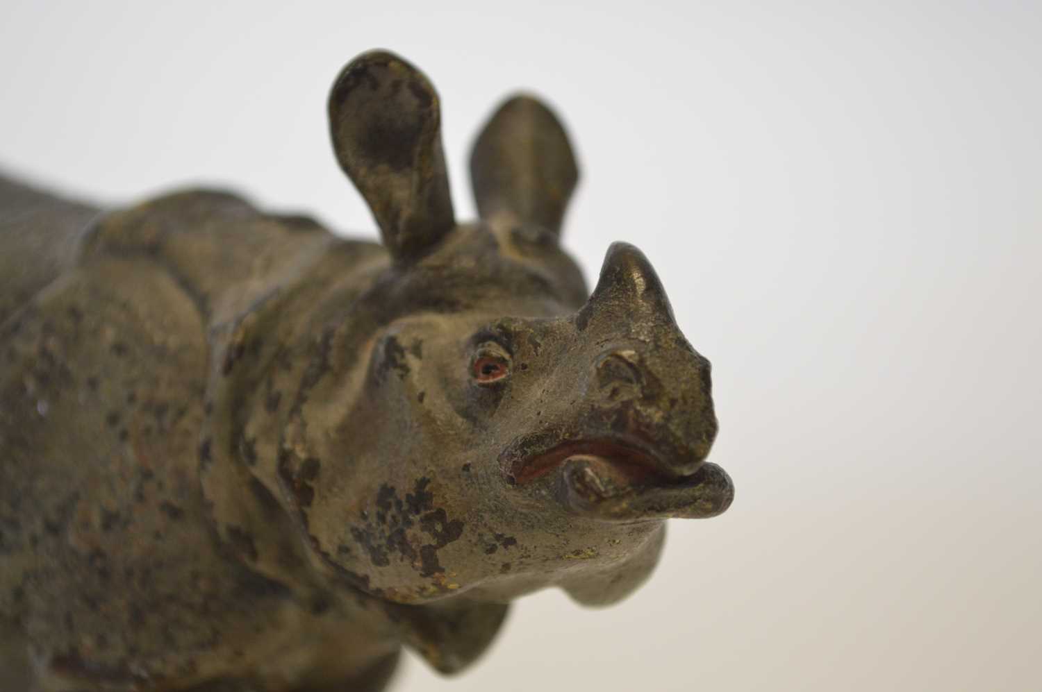 Cold painted bronze Rhinoceros - Image 3 of 6