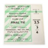 1968 European Championship ticket for Benfica v Manchester United