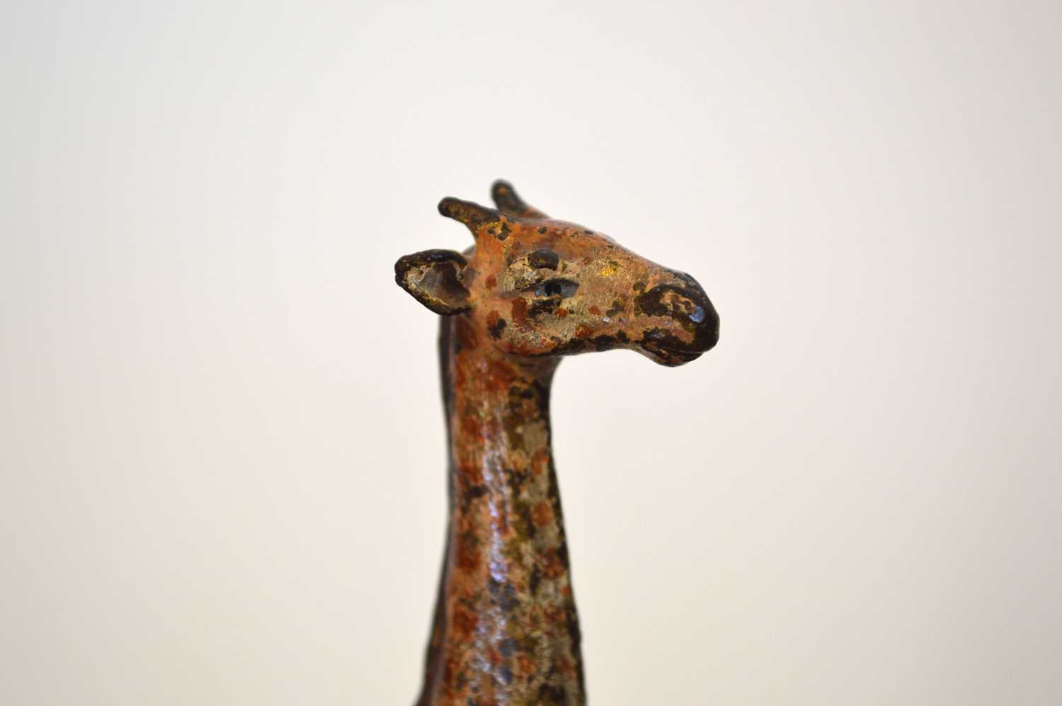 Two cold painted bronze models of a giraffe and a bull - Image 2 of 2