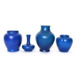 Four Pilkington's Royal Lancastrian vases in mottled blue