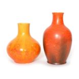 Two Pilkington's Royal Lancastrian vases in mottled orange