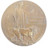 WWI memorial plaque or death penny for Clifford Dyke