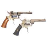 Two Belgian pinfire revolvers