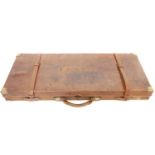 Best quality English brass-bound leather and oak double gun case,