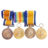 Two WW1 medal pairs awarded to Private C.A. Kinsey and R. Luke.