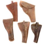 Collection of leather holsters,