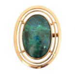 A 14ct gold azurmalachite brooch,